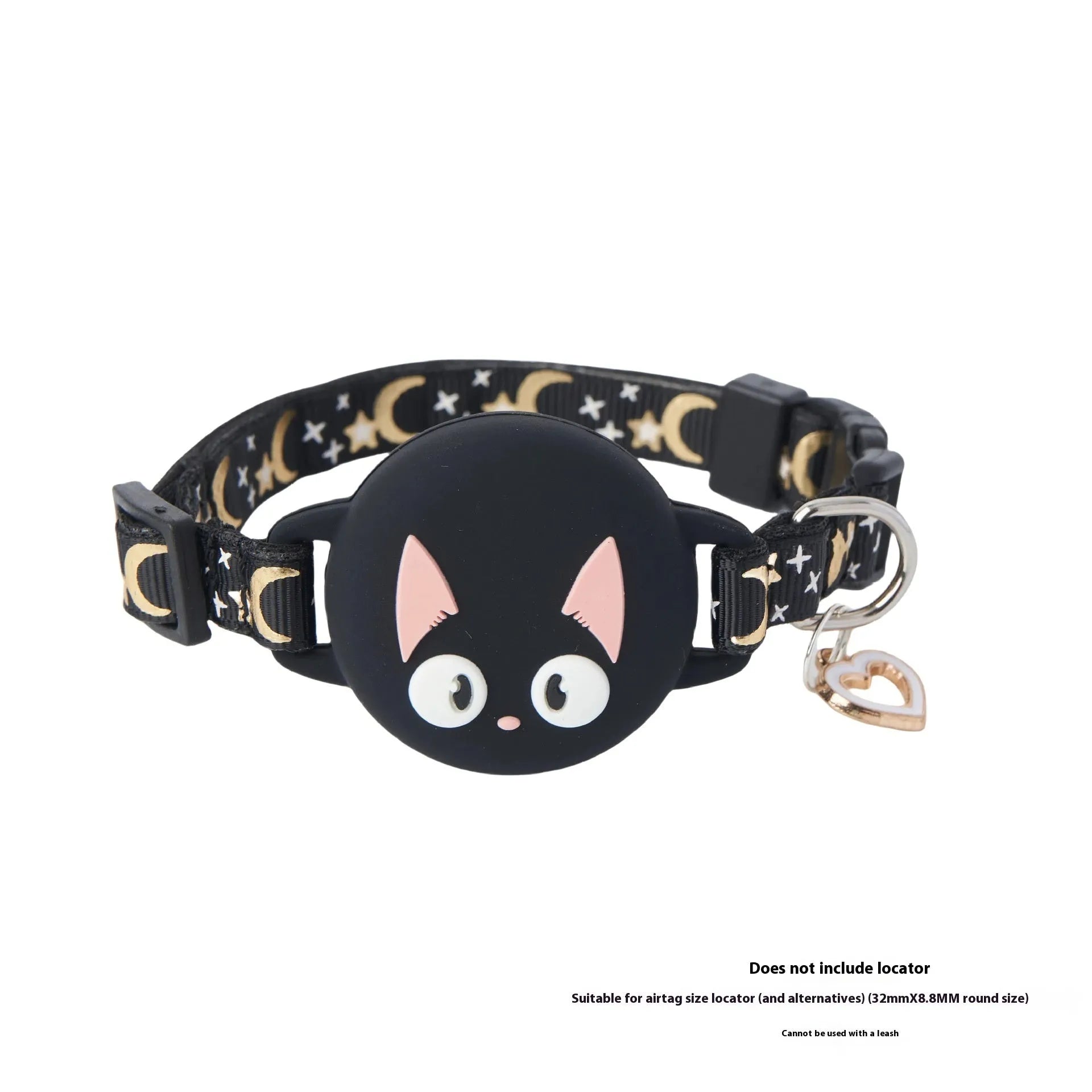 Apple AirTag protective case attached to adjustable cat collar strap in pink colour