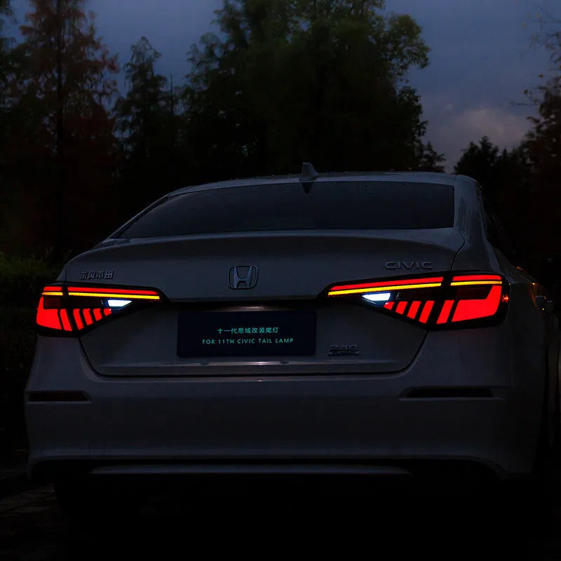 11th Generation Honda Civic black LED taillight assembly with sequential turn signals