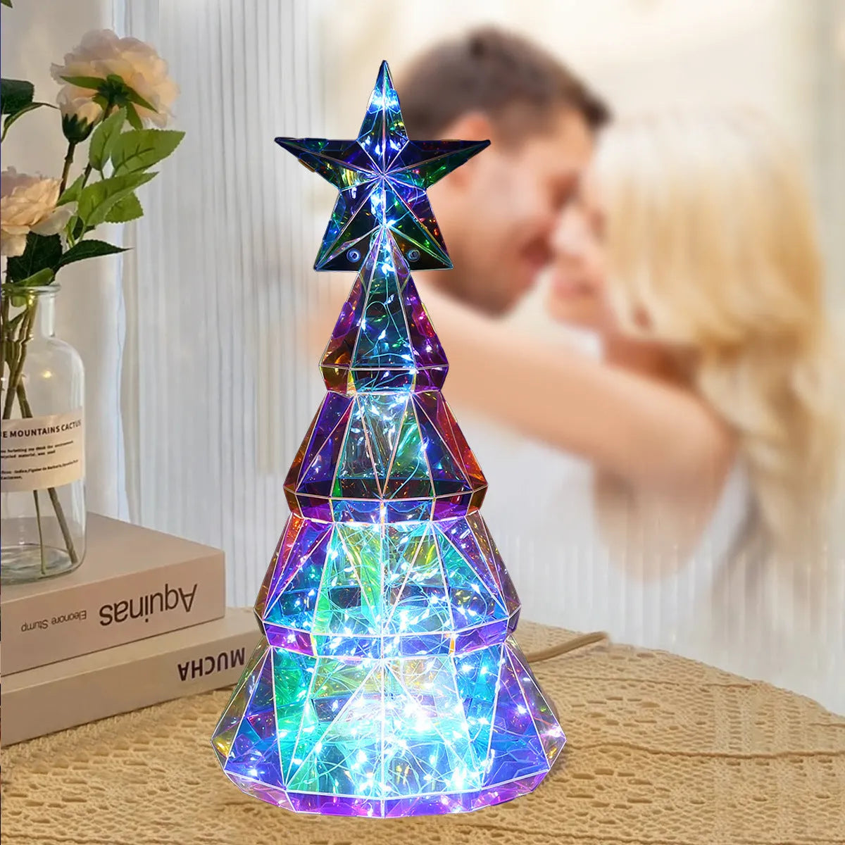 Colourful Christmas tree luminous toy decoration with cartoon style measuring 14.5×4.8×20cm