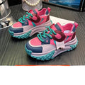 Leather sports casual shoes with thick wedge soles and front lace-up closure in multiple colour options