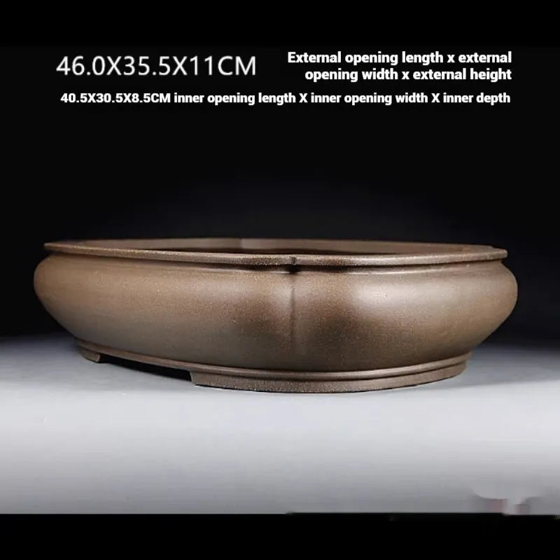 Handmade antique papaya-shaped purple clay flower pot with 46cm length