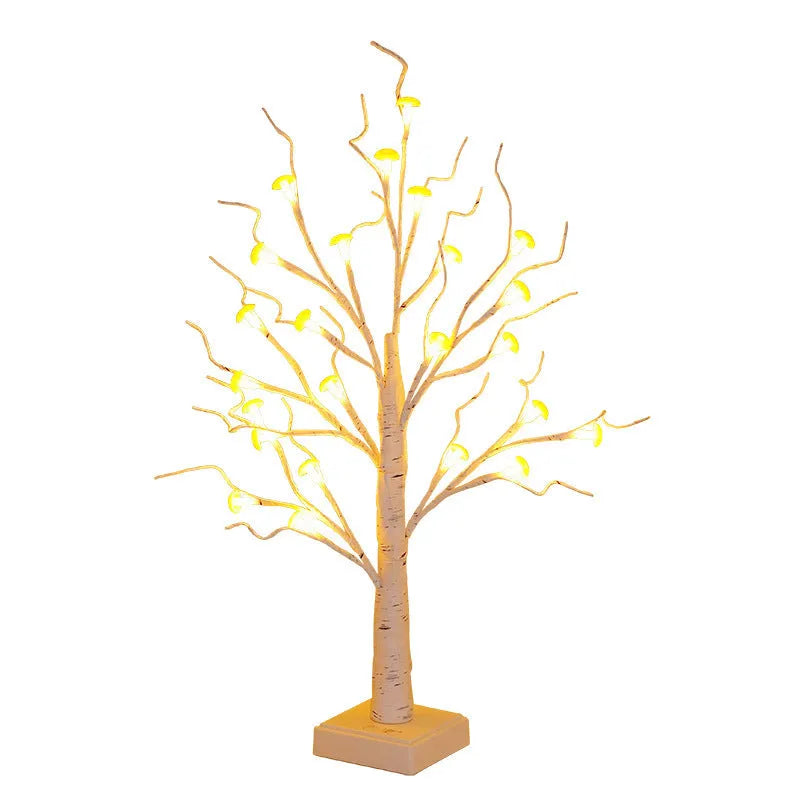 60cm tall mushroom tree LED lamp with 24 detachable flowers creating Birch tree lighting effect
