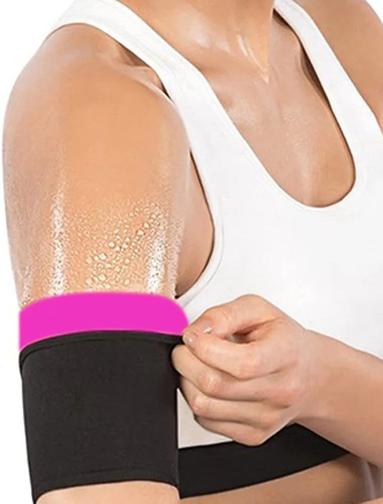 Arm band sports sweatband in blue, silver, black and yellow, and black and red colour options