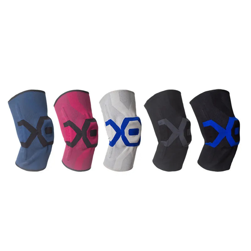 Men's silicone knee pad in black and blue color for running and cycling protection