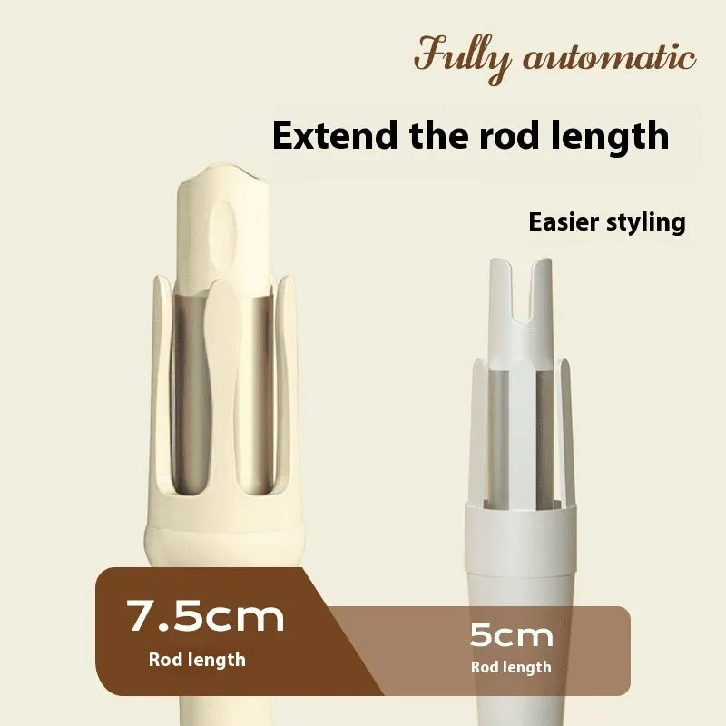 Automatic hair curler in white pink colour with 32mm barrel and US EU plug adapters