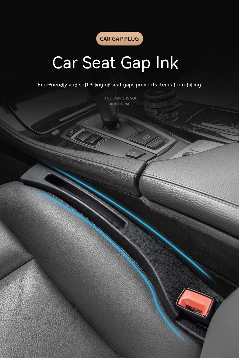 Black plastic car seat gap storage organiser box with handle