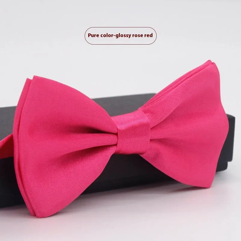 Men's solid colour formal bow tie in flat head style showing 12x6cm dimensions