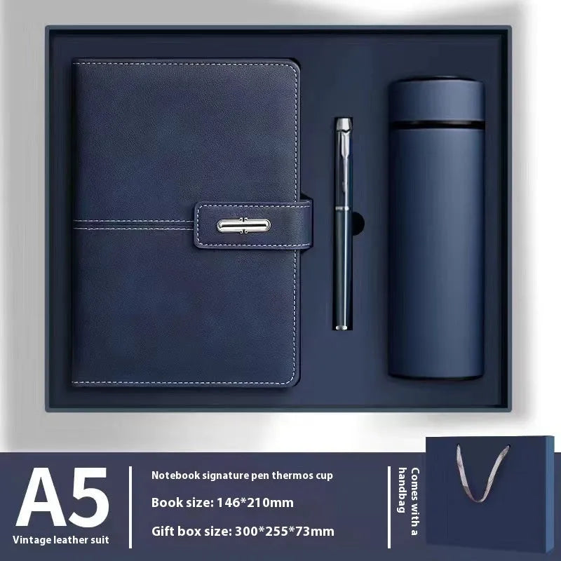 A5 PU leather notebook with wood-free paper in multiple colour options including black, red, green, blue and orange