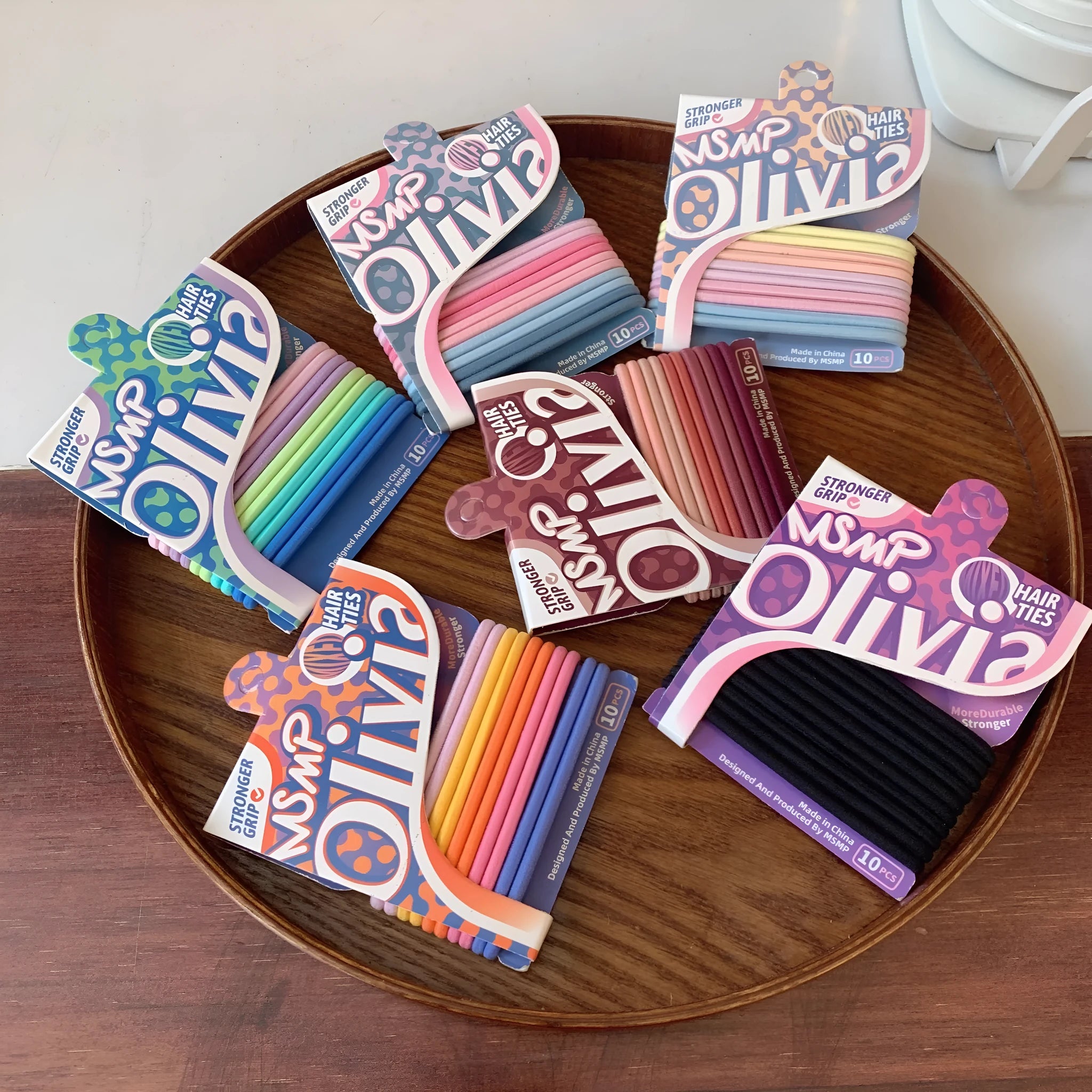 Assorted candy colour braided elastic hair bands for ponytails and braids