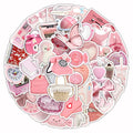 Pink girl heart realistic 3D decorative stickers in a cute style, 63 pieces per pack.