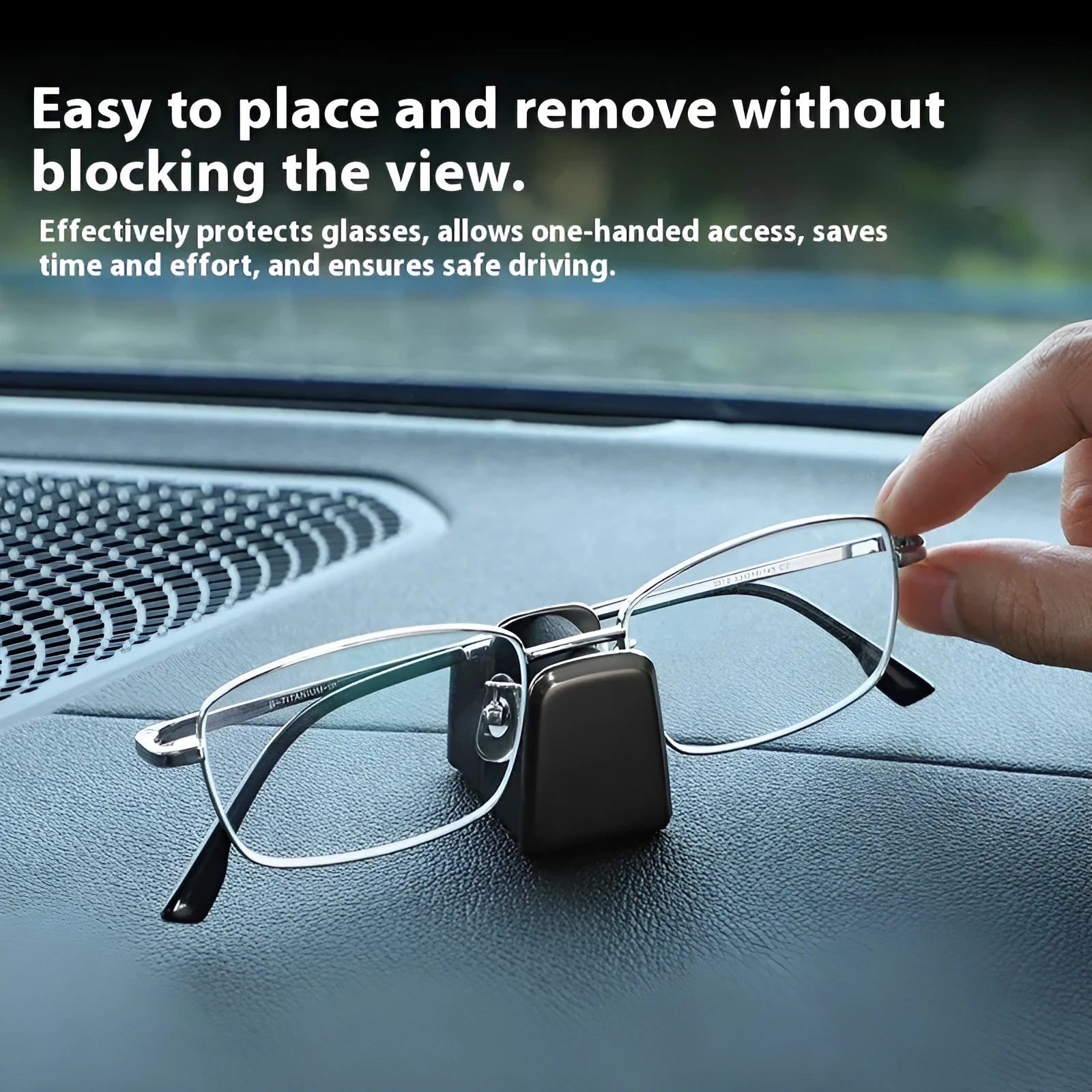 Car dashboard glasses clip nose pad in zinc alloy leather with compact 3.7cm dimensions