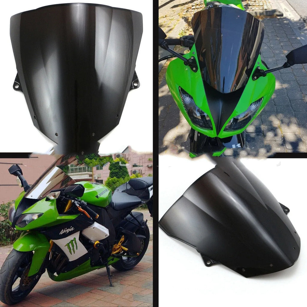 Motorcycle windscreen for Kawasaki ZX-6R and ZX-10R in blue or brown colour