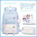 Girls' school backpack in Oxford cloth with curved shoulder straps and spine protection