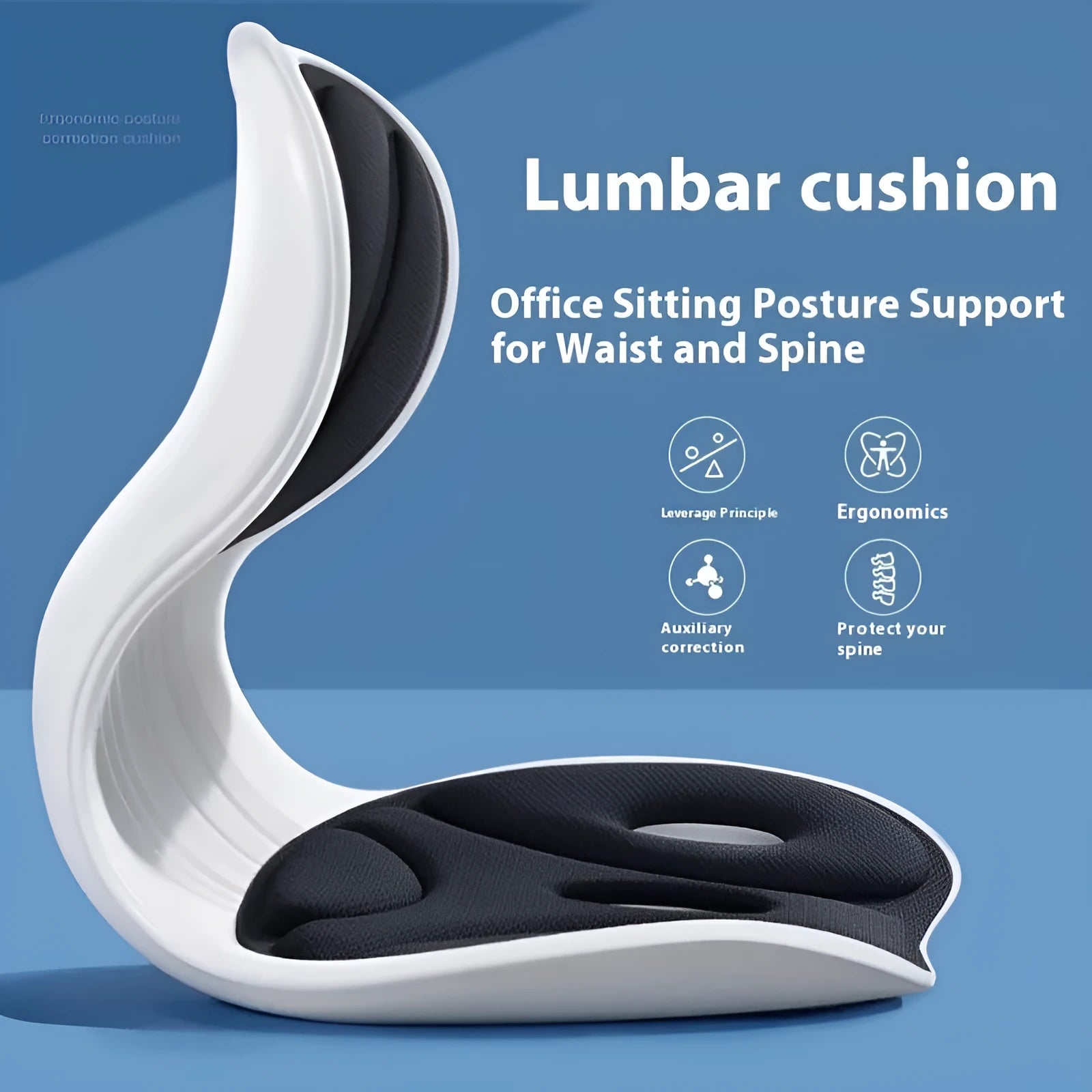 PP memory foam chair backrest cushion with waist pillow fixing band in grey colour