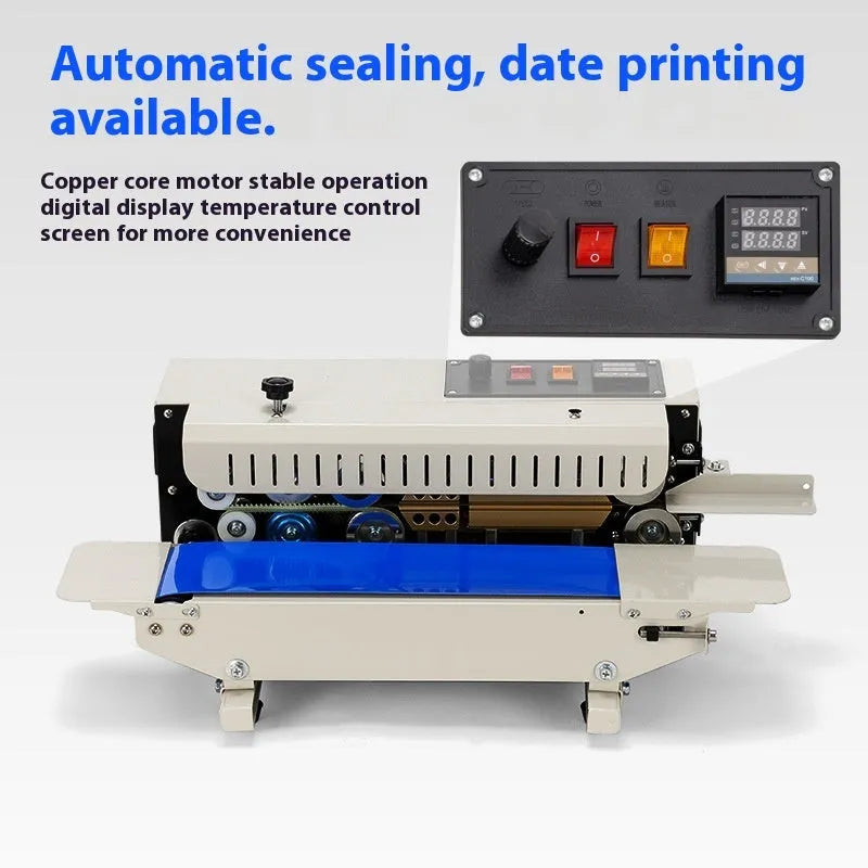 Mini manual sealing machine with date printing function, compact tabletop L1 steel seal model