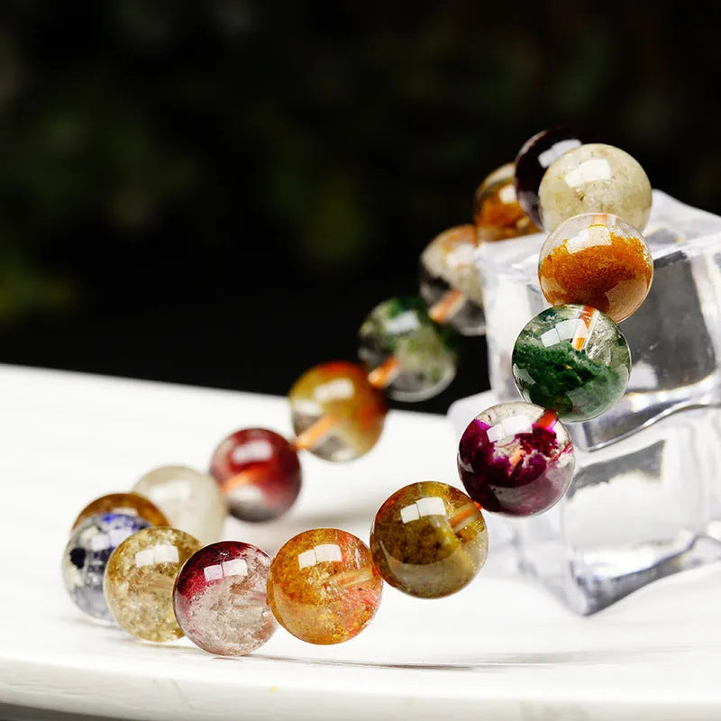 10mm crystal ethnic bracelet with colourful ghost cornucopia design
