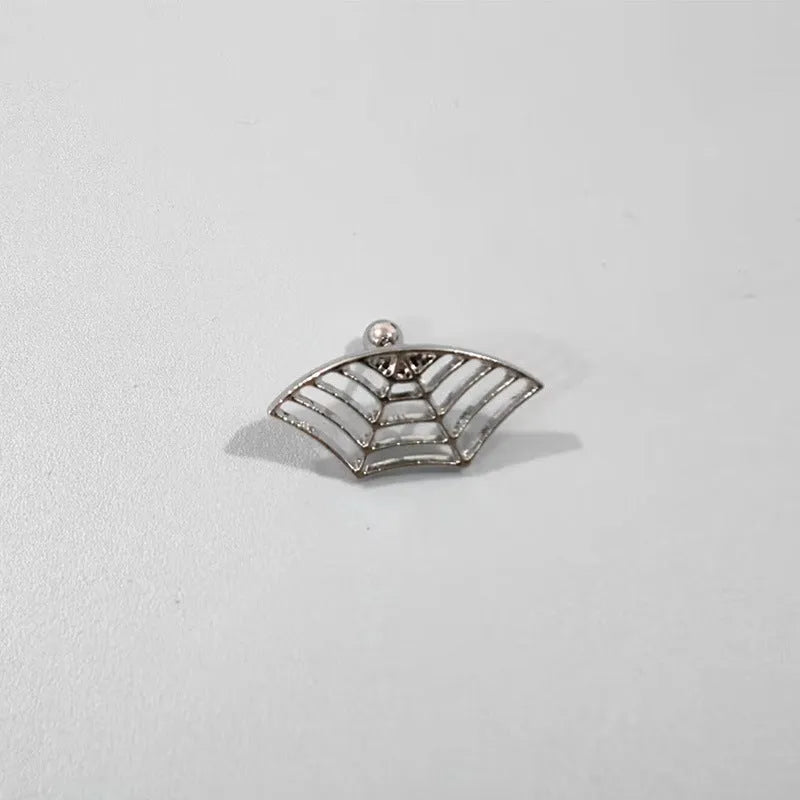 Spider web geometric mesh design stud earrings in gold and silver electroplated finishes