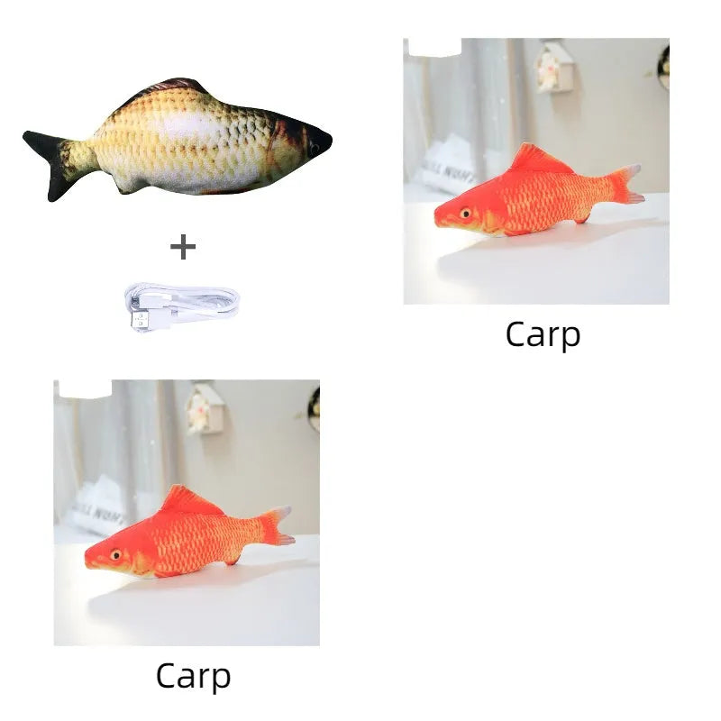 Electronic jumping fish simulation cat toy without catnip, 30cm multicolour design with USB charging