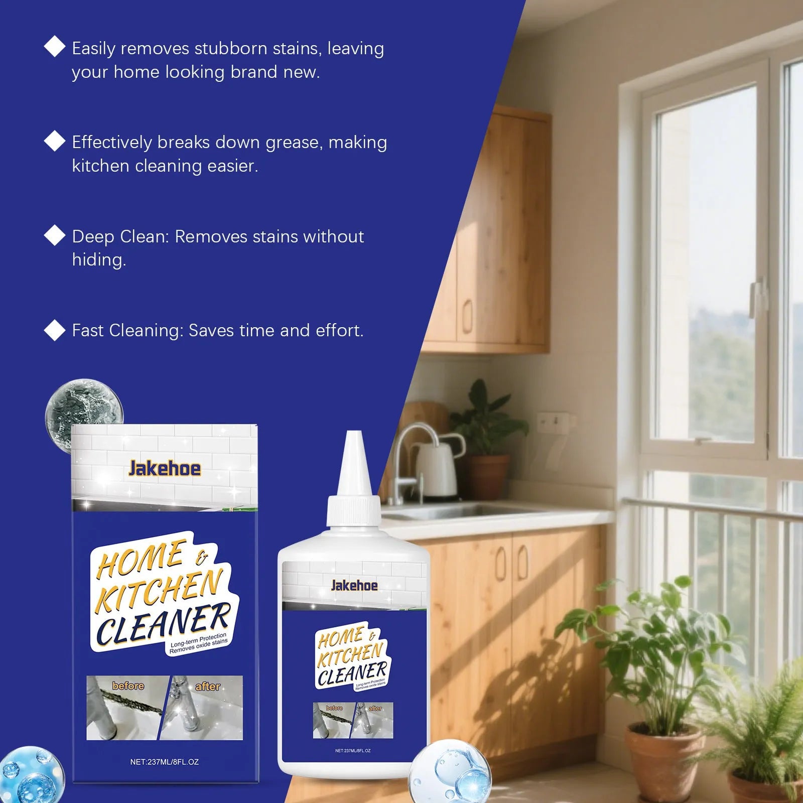 Tube of 237ml household decontamination gel for kitchen and bathroom cleaning