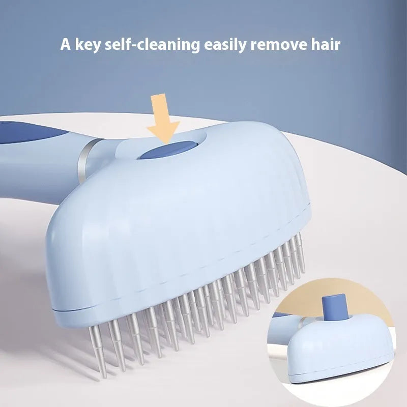 Azure light blue and apple white stainless steel double-row dog grooming comb