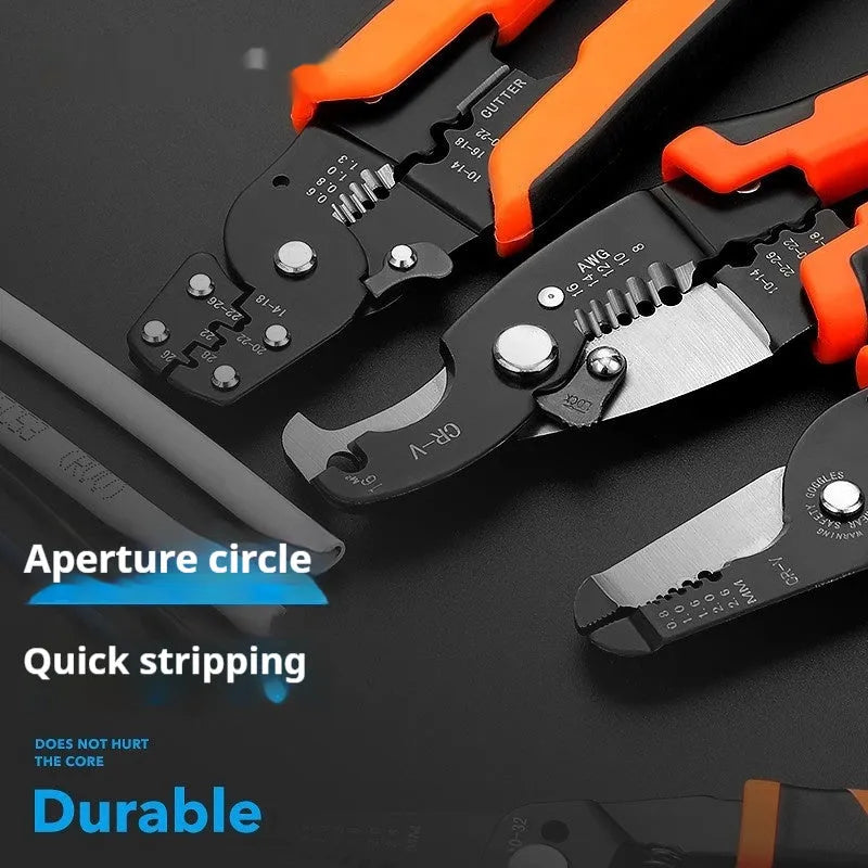 Fully automatic wire stripping pliers with high carbon steel blade and 45 steel body for electricians
