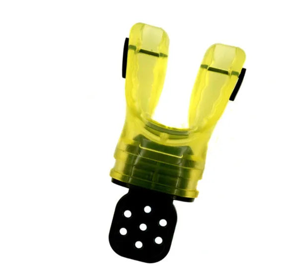 Edible silicone diving mouthpiece in multiple colour options showing 110mm length