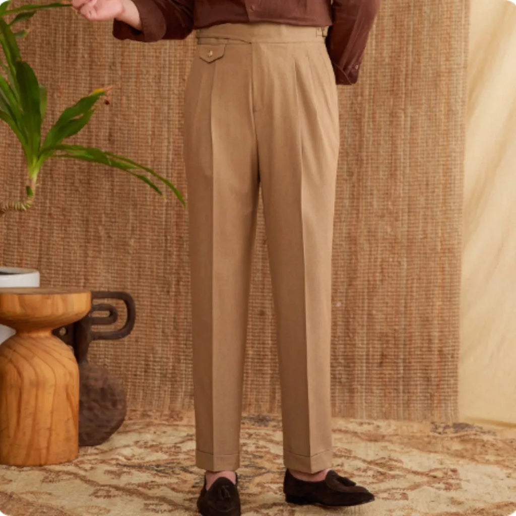 Slim fit men's business trousers in polyester fabric for wrinkle-resistant professional wear