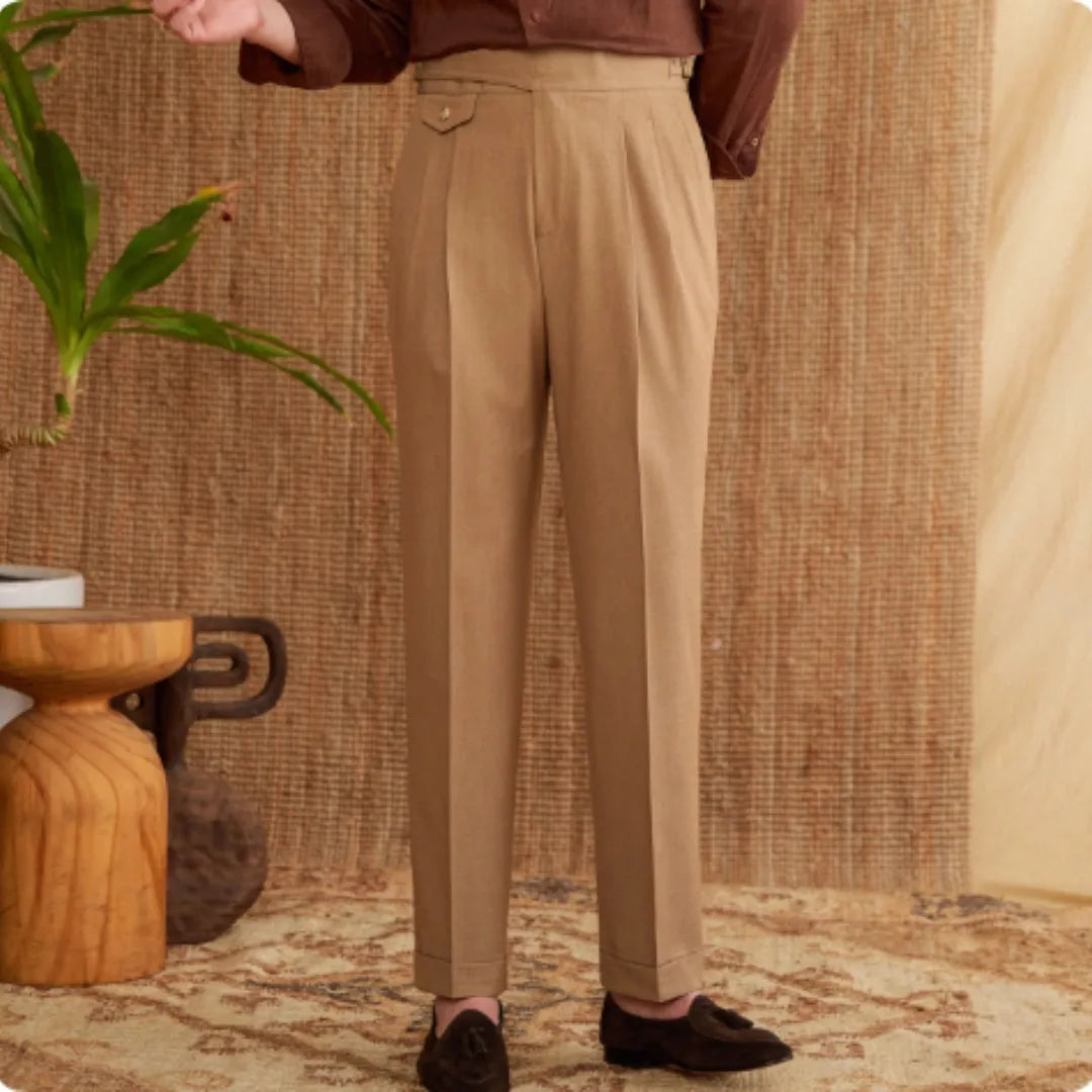 Slim fit men's business trousers in polyester fabric for wrinkle-resistant professional wear