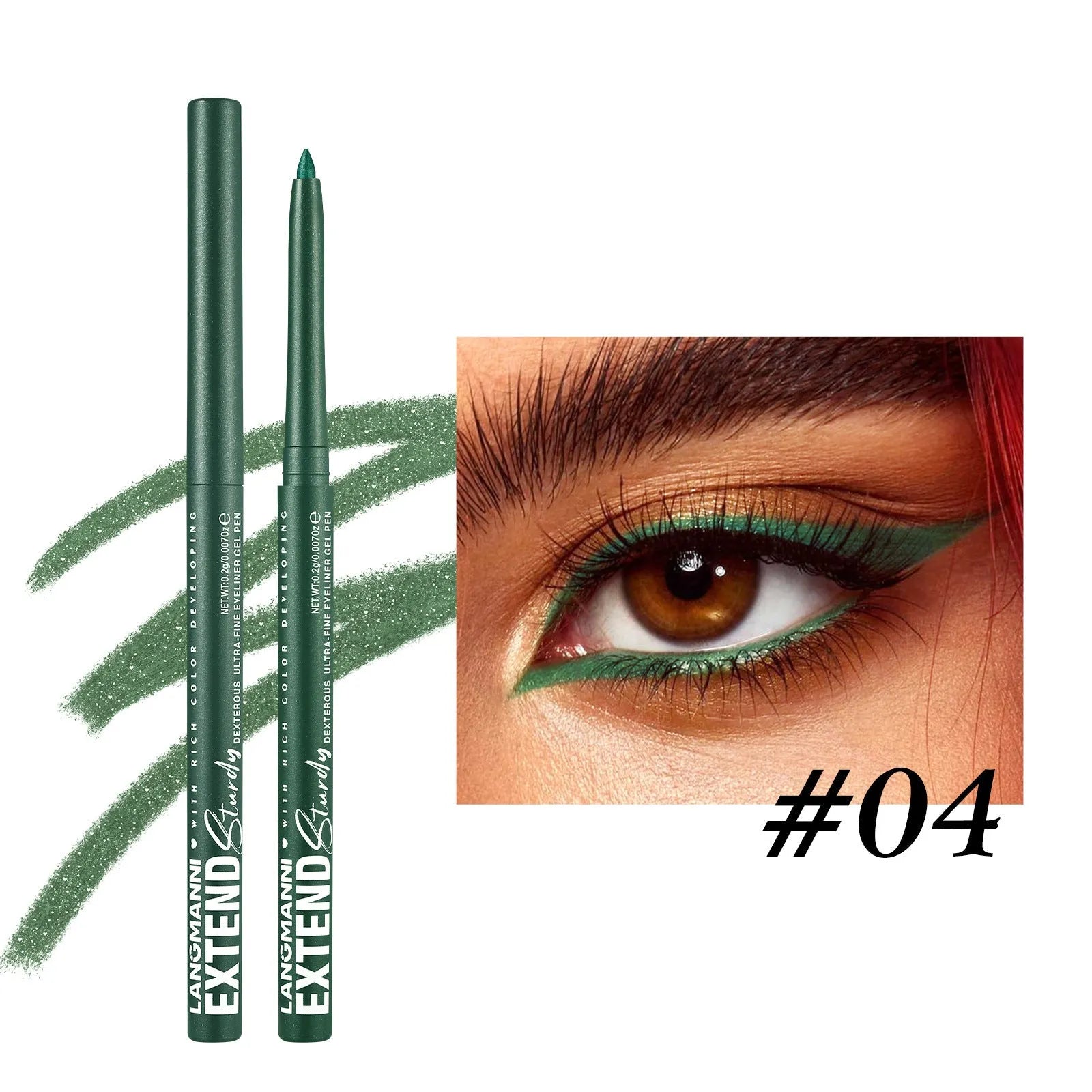 12 colourful gel eyeliner pencils in vibrant shades including glitter and metallic finishes