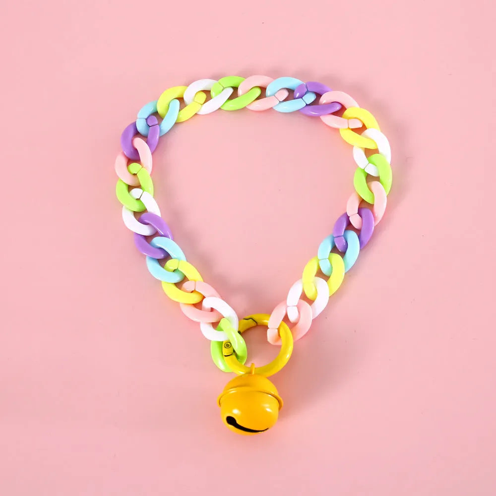 Plastic pet collar in macaron candy colours with chain design for cats, dogs and rabbits