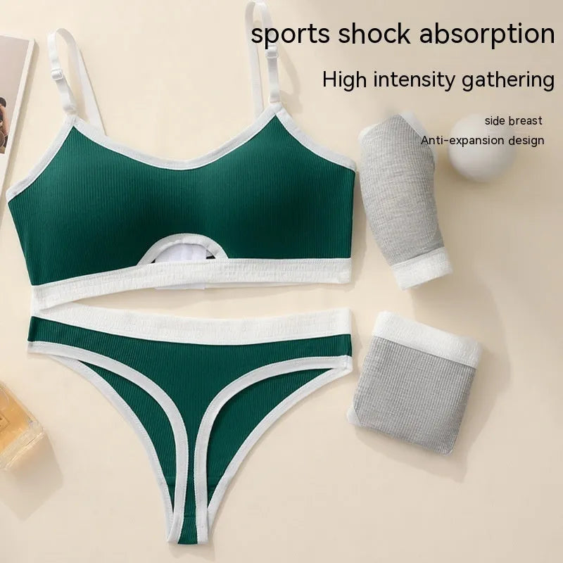 Sports underwear vest with underwired tube top in contrasting colours showing front and back views
