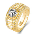Men's adjustable square diamond ring in copper with gold or platinum finish