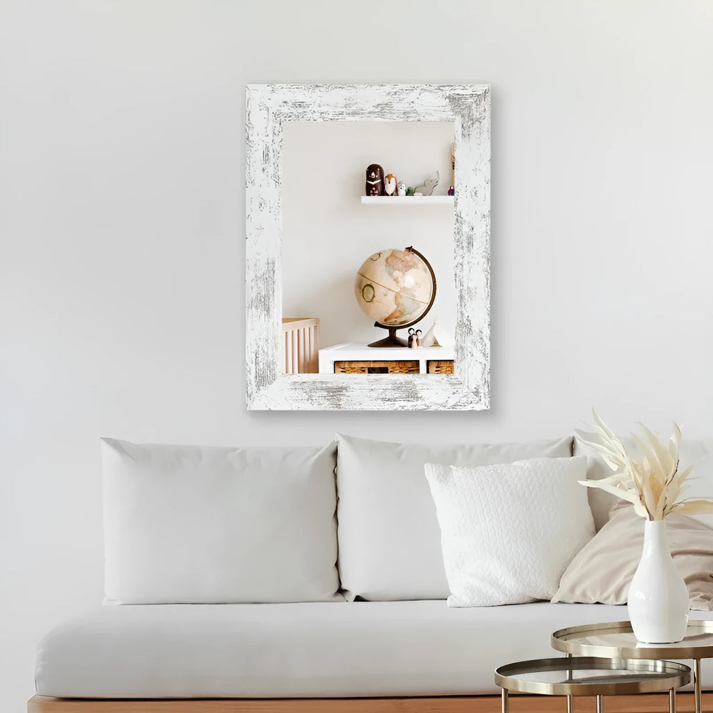 Wall-mounted pastoral style bathroom mirror with retro Chinese design