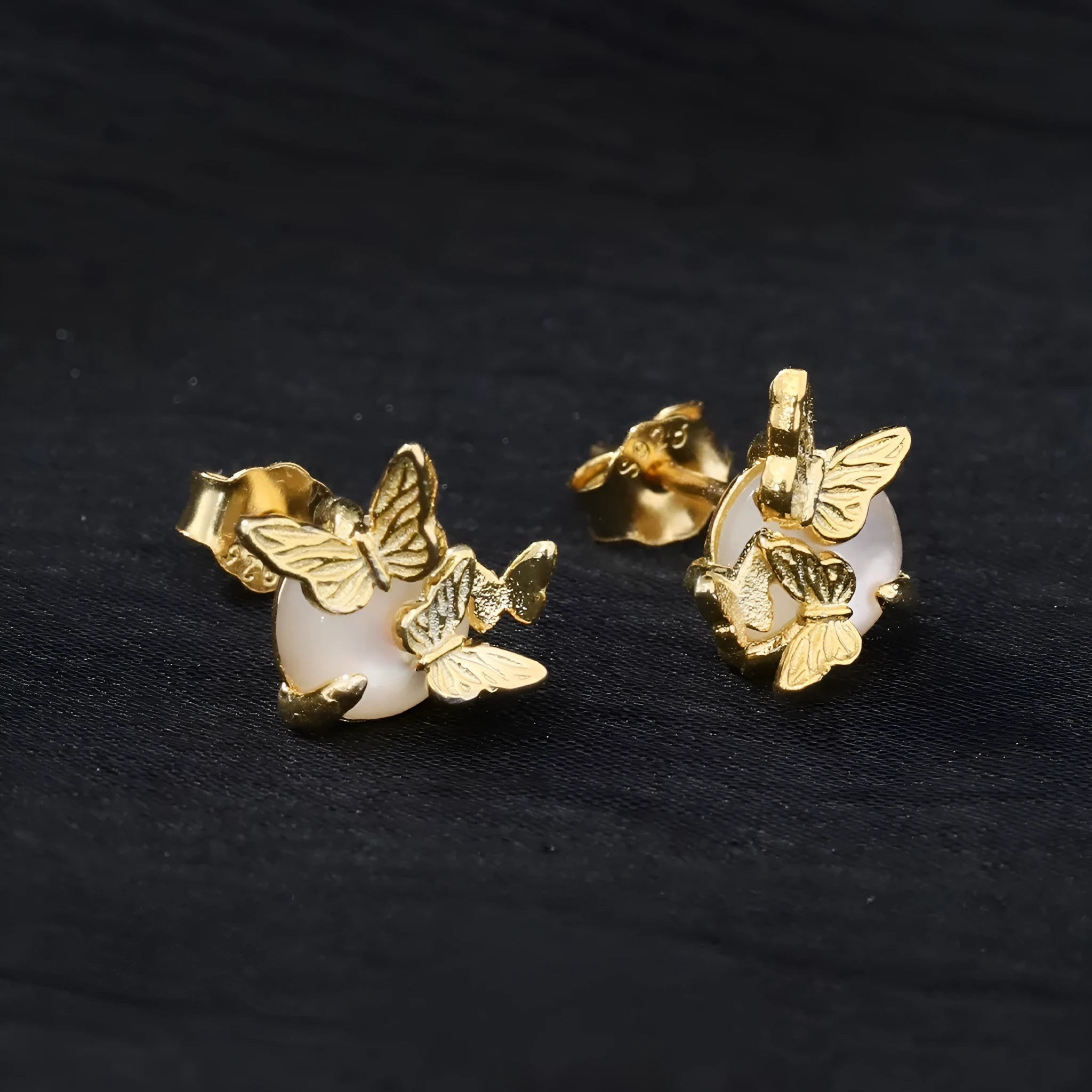 925 silver butterfly stud earrings with white gold or gold plating options