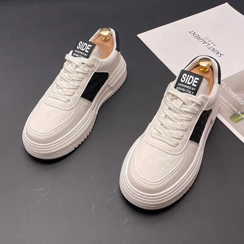 Unisex white and green cloth casual shoe with rubber foam sole, shown alongside a white and black variant.