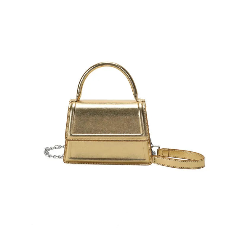Retro square PU leather crossbody bag in six colours with visible sewing line details.