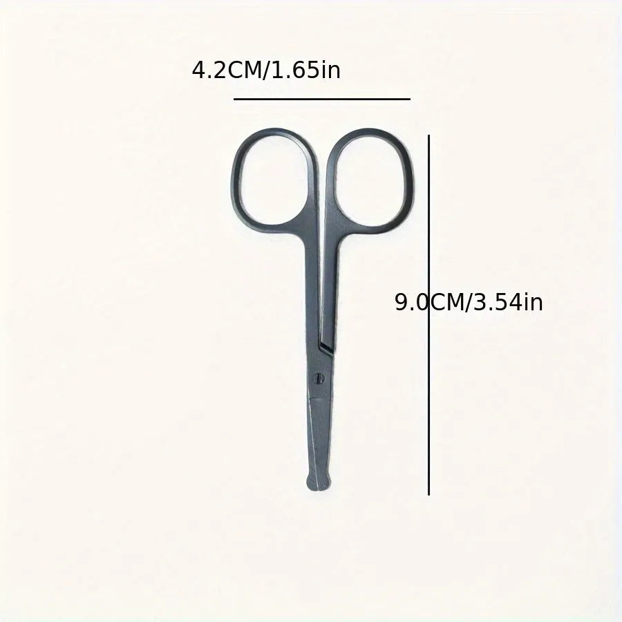 Black pet grooming brush with a soft rubber tear stain remover tool and a plastic comb on an ambidextrous handle.