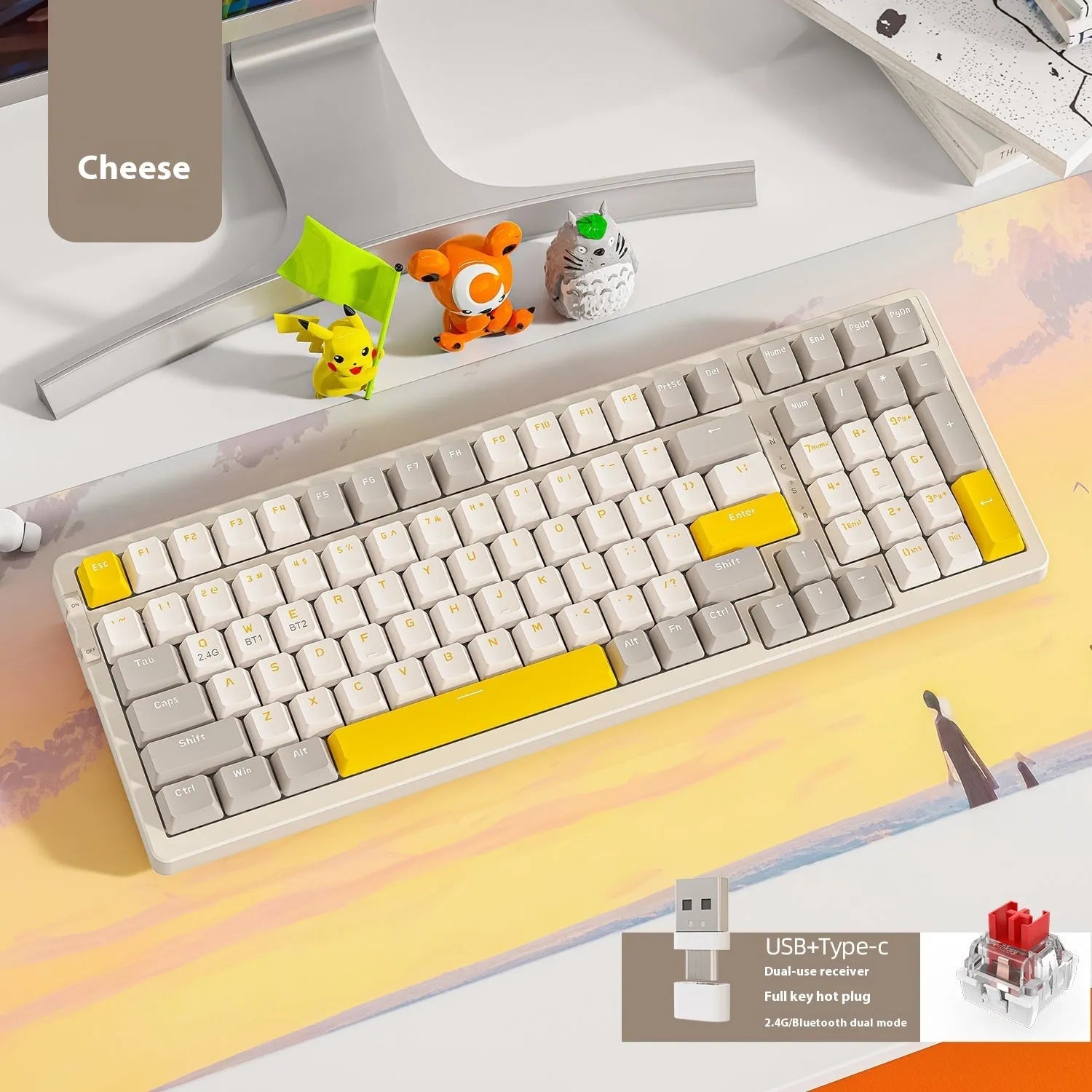 Free Wolf K96 Bluetooth dual-mode mechanical keyboard with Red switches and hot-swap sockets