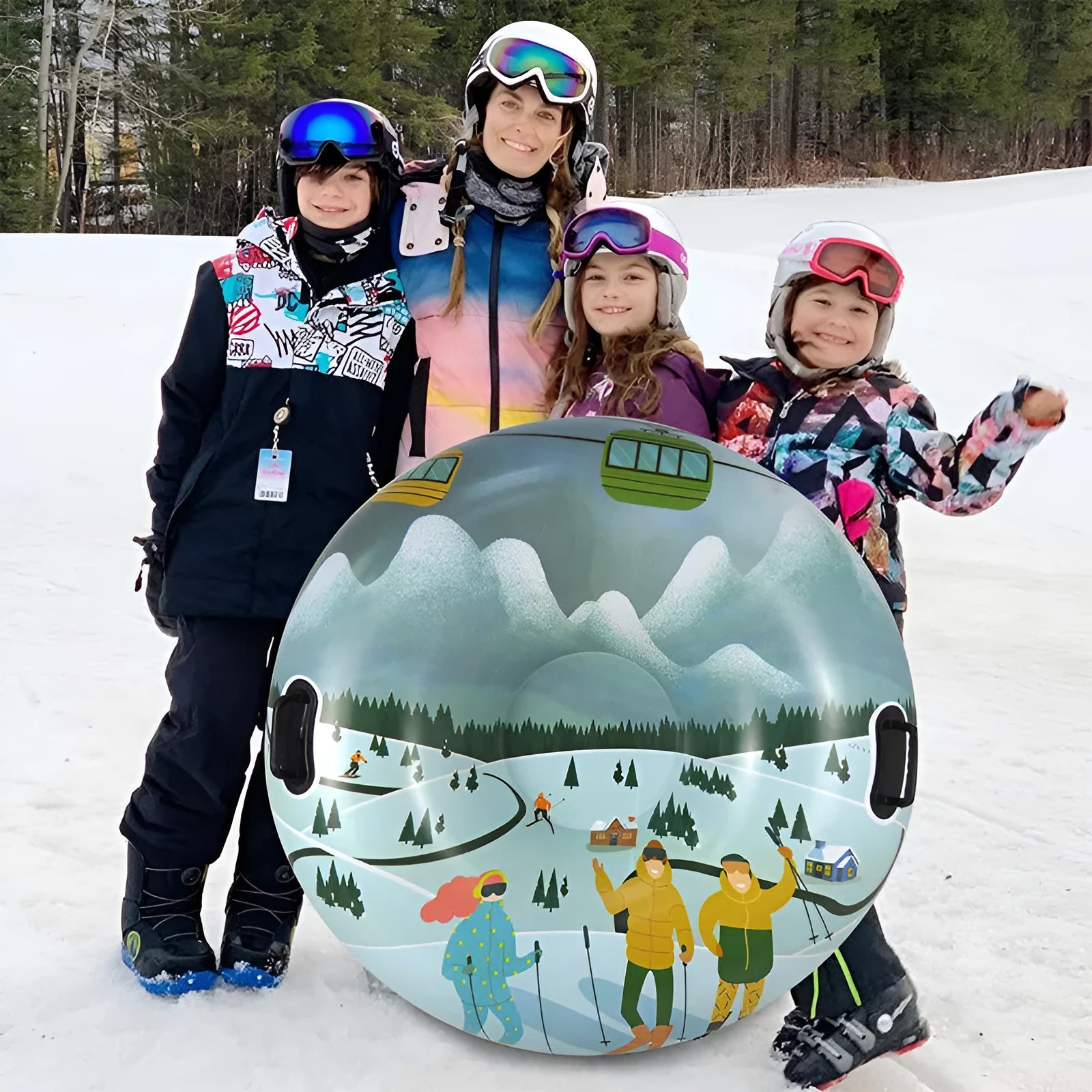 PVC Ski Ring for winter snow play with 29cm diameter in three colour options