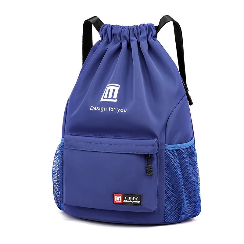 Waterproof Oxford travel backpack in multiple colours with drawstring closure and shoulder straps