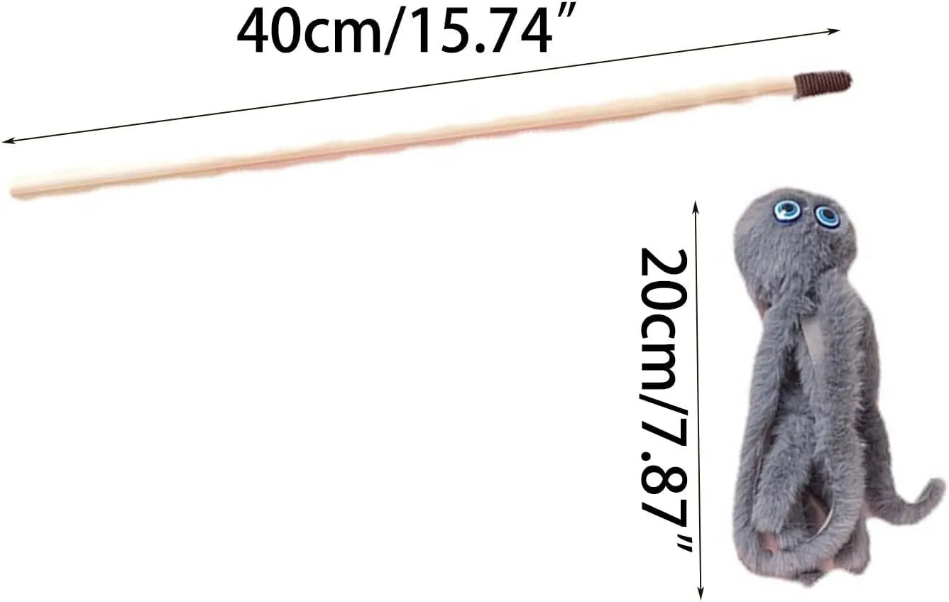 Octopus design cat toy with long stick wand for indoor kitten play in multiple colour options