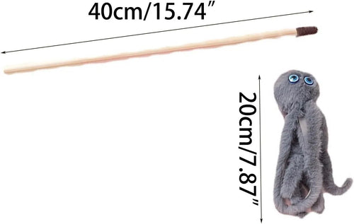 Octopus design cat toy with long stick wand for indoor kitten play in multiple colour options