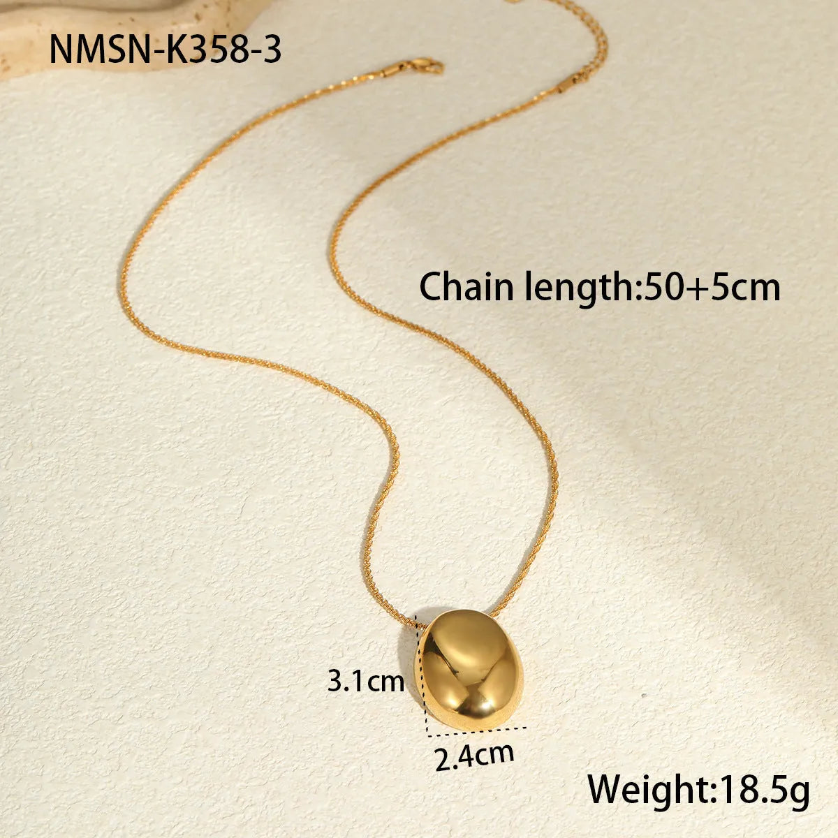 Gold geometric pendant necklace on adjustable 41-50cm stainless steel chain with 18K electroplating