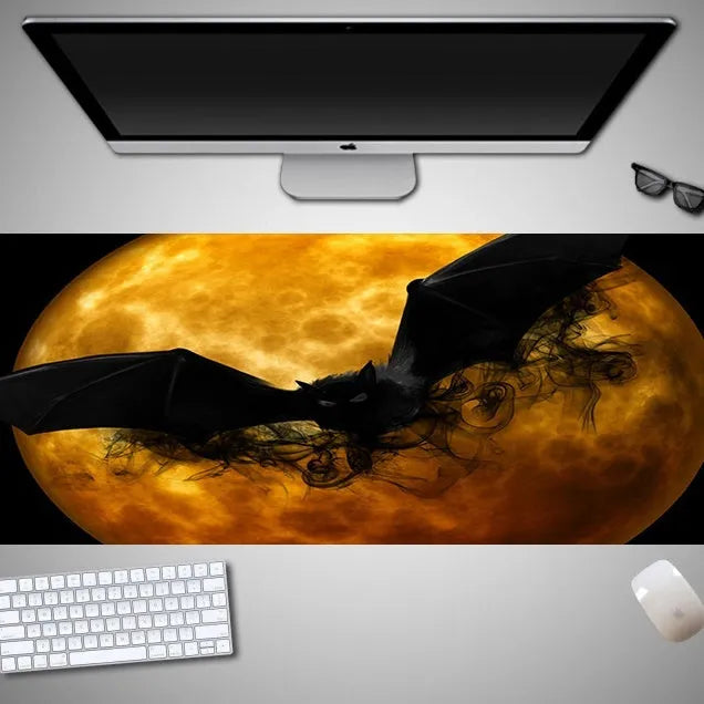 Oversized Halloween-themed mouse pad with graphic design on non-slip rubber cloth surface