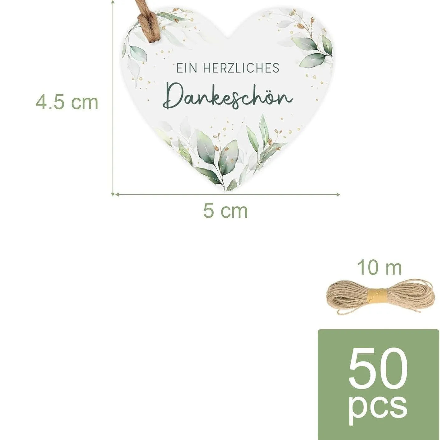Pack of 50 flower heart-shaped paper gift tags in two decorative styles.