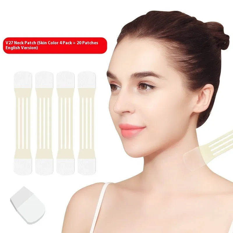 Skin tone neck firming adhesive tape with 4 packs and 20 patches for invisible neck support