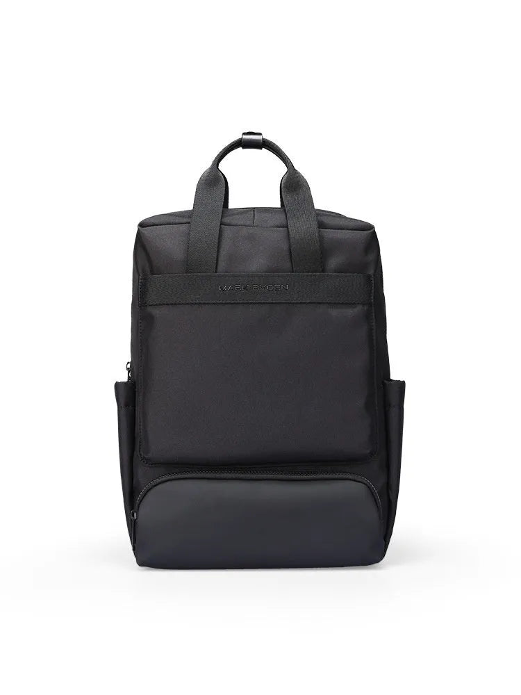 Elegant black Oxford cloth computer backpack with 20-35 litre capacity and a laptop compartment.