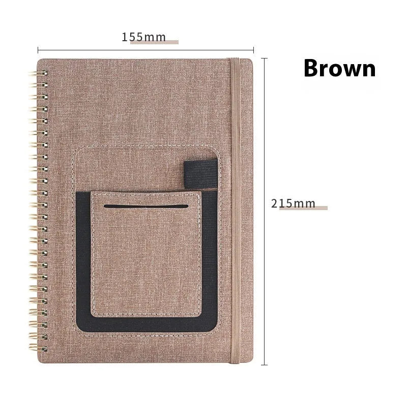 Erasable coil notebook with waterproof stone paper and erasable pen on desk