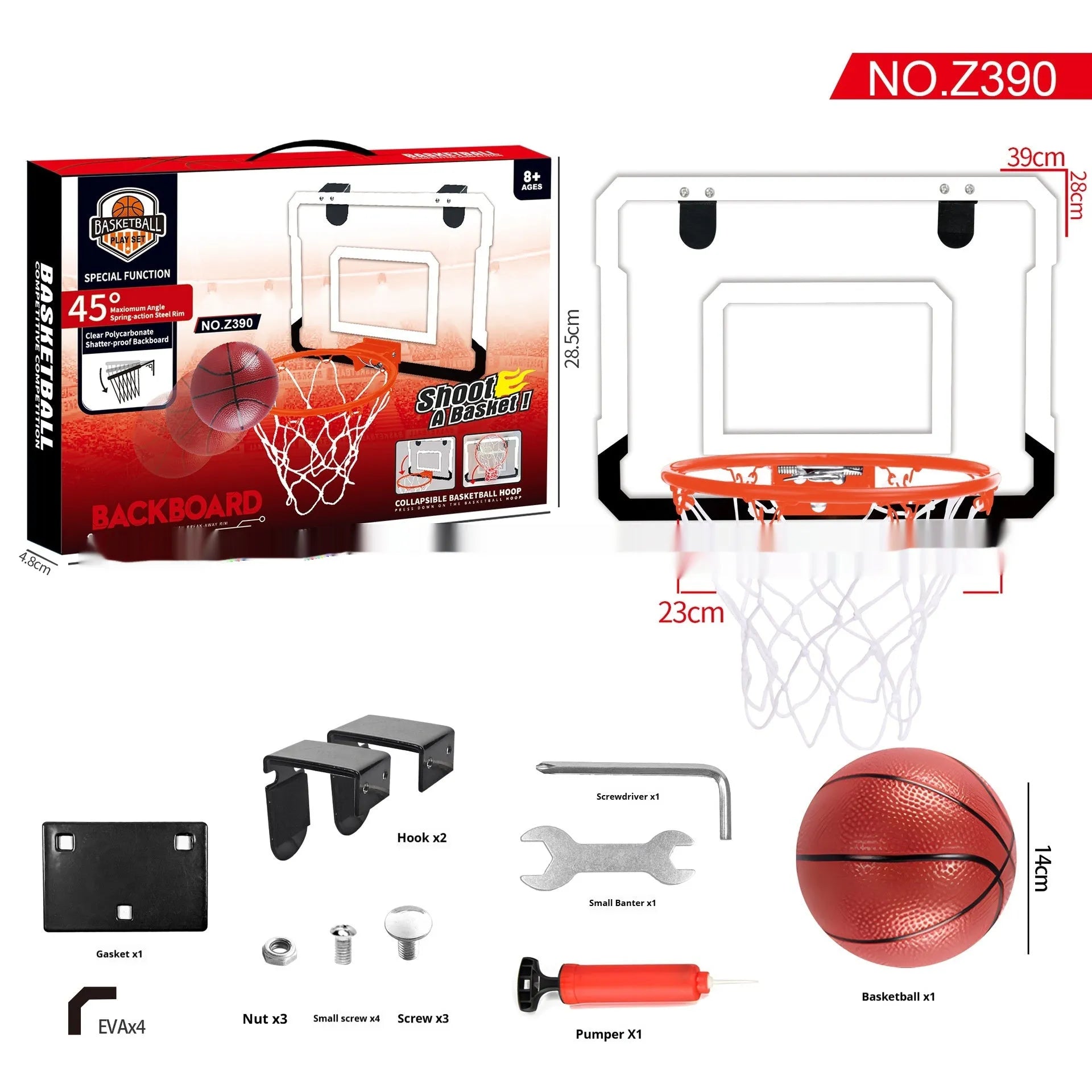 Foldable basketball frame with parallel panel backboard mounted using suction cups