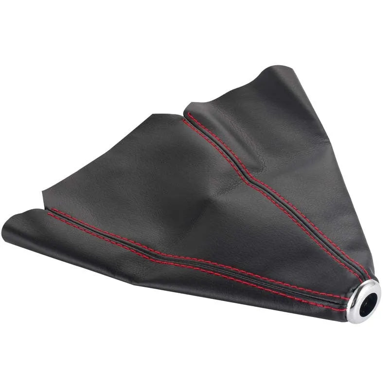 Black PU leather gear cover fitted on General Motors vehicle gear stick